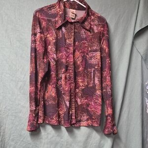 Womens Abstract Patterned Snap Up Shirt 22wx24w